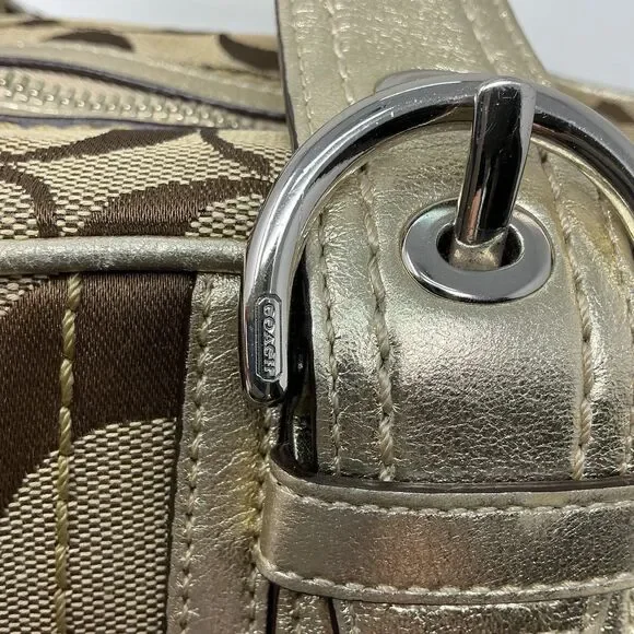 Coach Soho F12317 Signature Patchwork Satchel Vintage Y2K Jacquard C Logo Gold - Picture 10 of 16